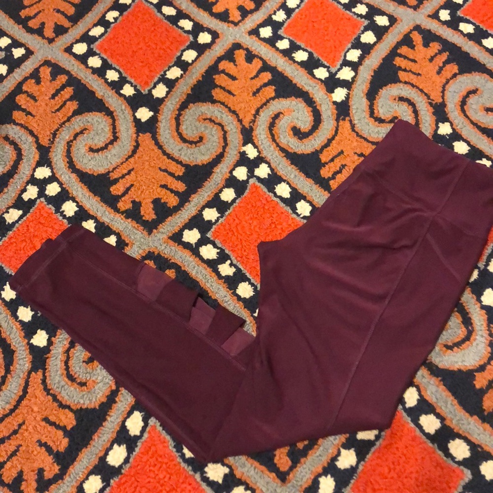 Purple Athletic Leggings with sheer inserts
